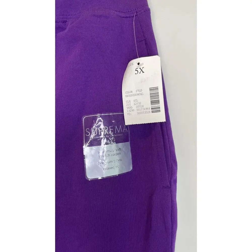 NWT Catherines Suprema Collection Cotton Knit Capri Pants Purple 5X (34/36) - Picture 5 of 12